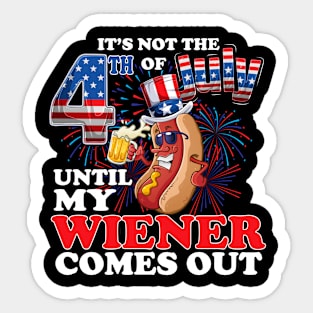 4th of July Hot Dog Wiener Comes Out Adult Humor Sticker